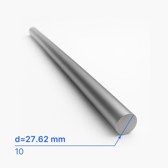 Круг (пруток) углеродистый 27.62 мм (d27.62/ø27.62), 10, ГОСТ 7417