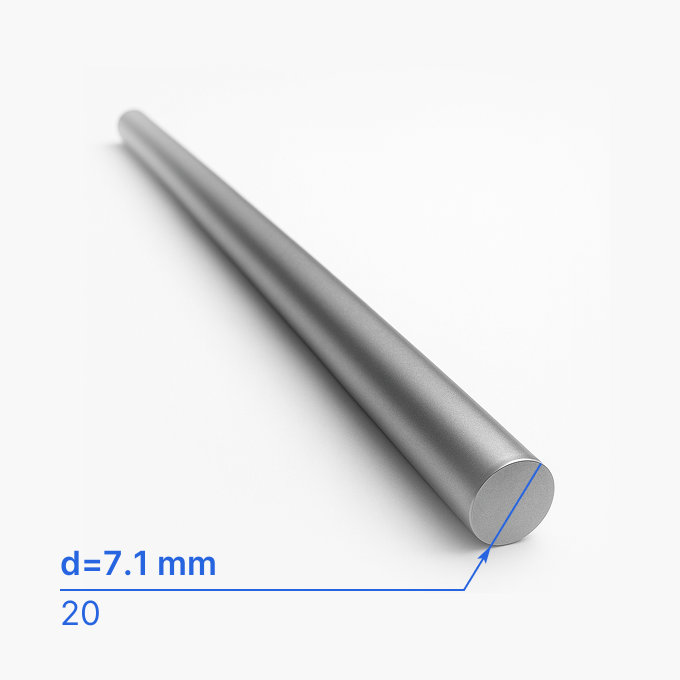 Круг (пруток) углеродистый 7.1 мм (d7.1/ø7.1), 20, ГОСТ 1051