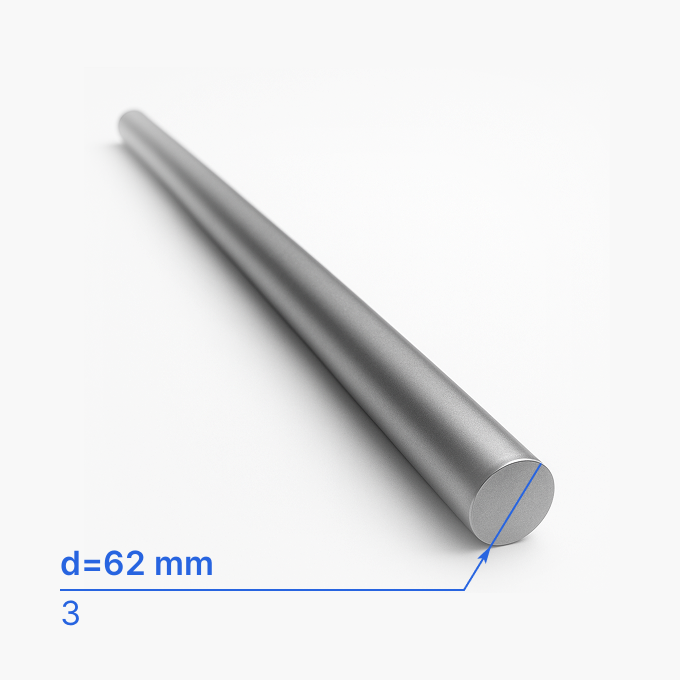 Круг (пруток) стальной 62 мм (d62/ø62), 3, ГОСТ 2590