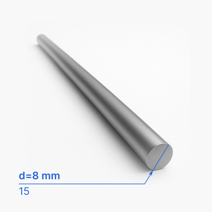 Круг (пруток) стальной 8 мм (d8/ø8), 15, ГОСТ 10702