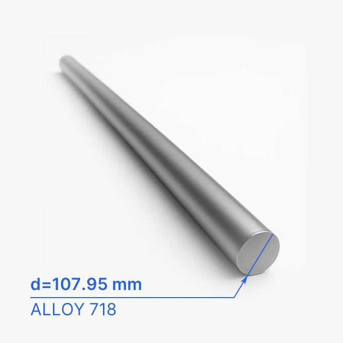 Круг (пруток) стальной 107.95 мм (d107.95/ø107.95), ALLOY 718, API 6A CRA