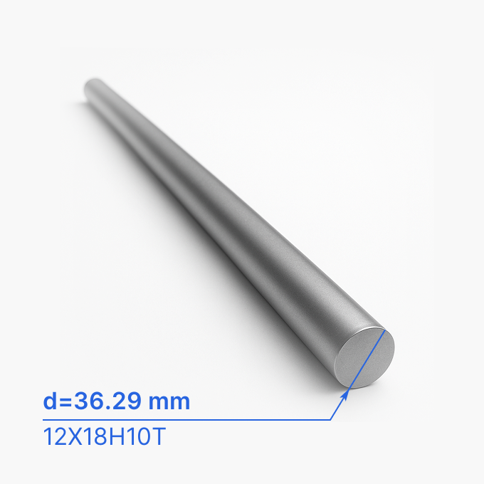 Круг (пруток) нержавеющий 36.29 мм (d36.29/ø36.29), 12Х18Н10Т, ГОСТ 7417