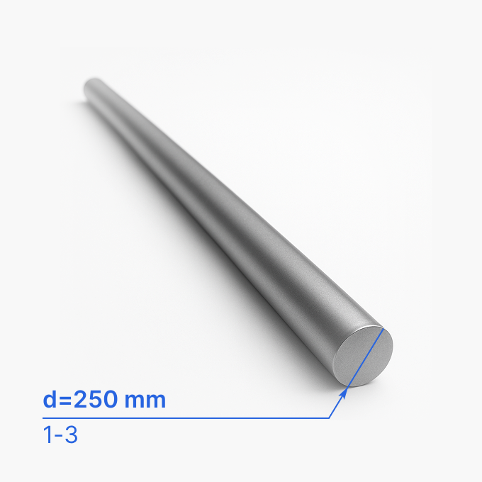 Круг (пруток) стальной 250 мм (d250/ø250), 1-3, ГОСТ 2590