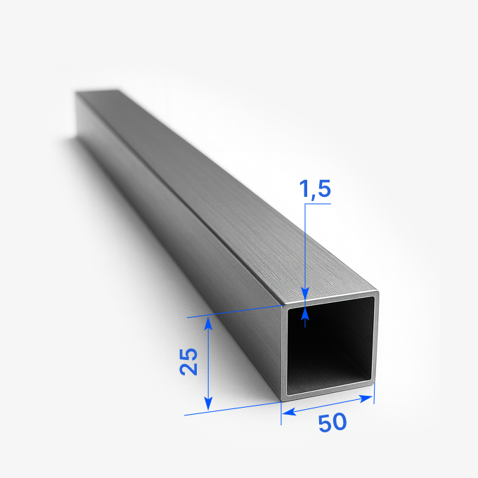 Труба профильная квадратная 50*25*1,5х50*25*1,5х1,5 мм, 08СП, ГОСТ 8639