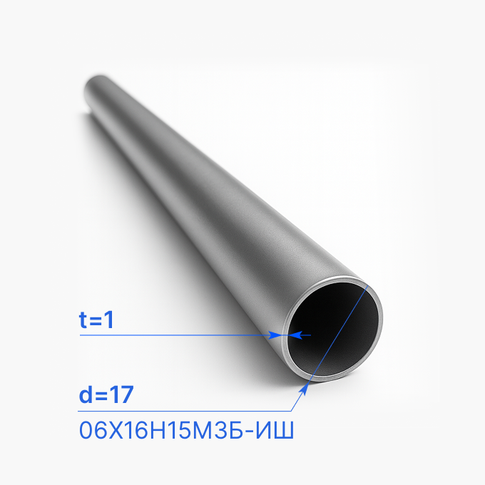 Труба бесшовная 17х1 мм, 06Х16Н15М3Б-ИШ, ТУ 14-3-1077-81