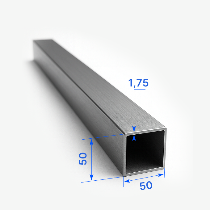 Труба профильная электросварная 50х50x1,75 мм, 1СП, ГОСТ 13663, оцинкованная