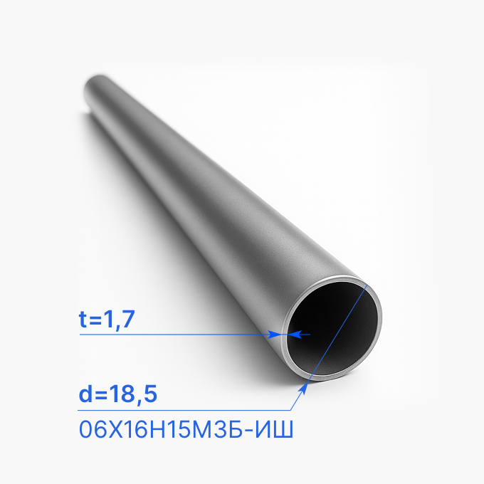 Труба бесшовная 18,5х1,7 мм, 06Х16Н15М3Б-ИШ, ТУ 14-3-1077-81
