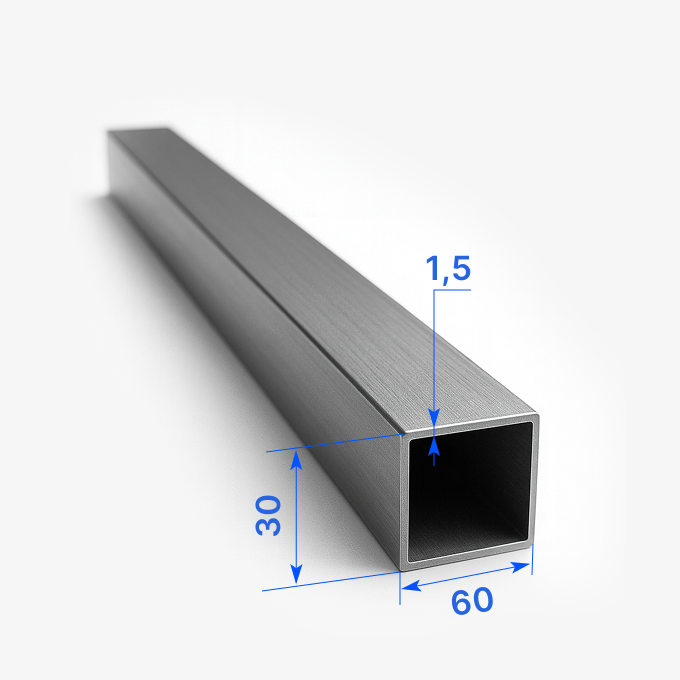 Труба профильная квадратная 60*30*1,5х60*30*1,5х1,5 мм, 08СП, ГОСТ 8639