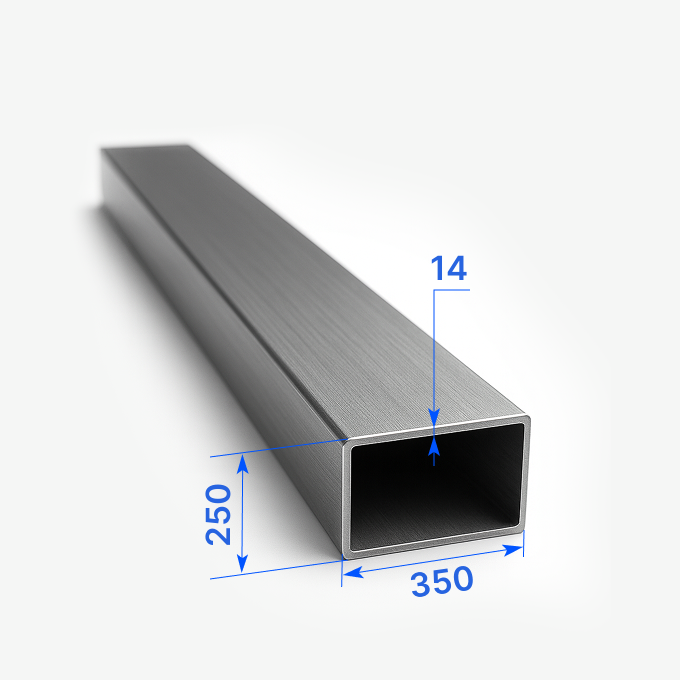 Труба профильная прямоугольная 350х250x14 мм, 09Г2С, ГОСТ 30245