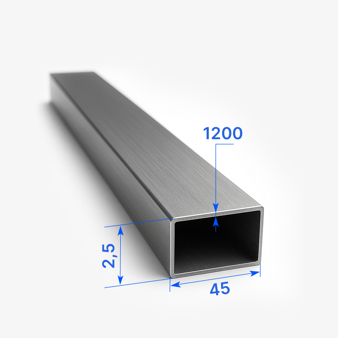 Труба профильная прямоугольная 45х2,5х1200 мм, АМГ2М