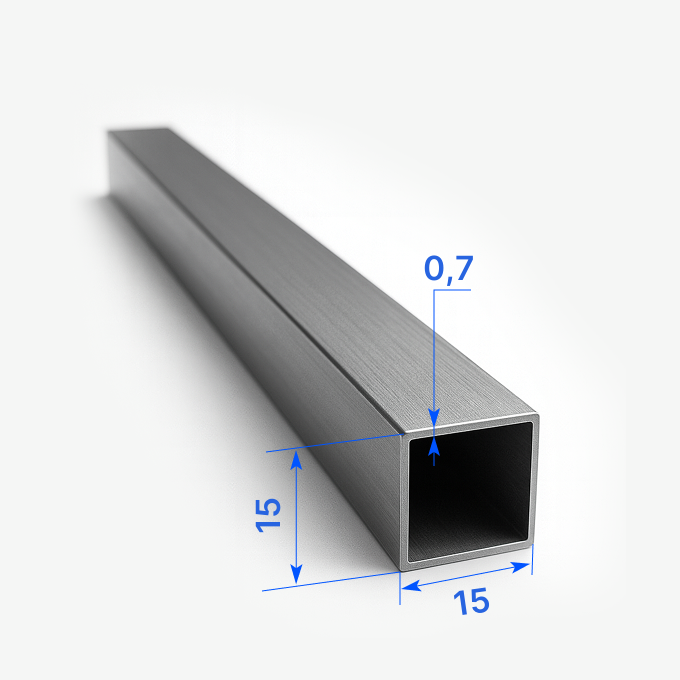 Труба профильная квадратная 15х15x0,7 мм, 08ПС, ГОСТ 8639
