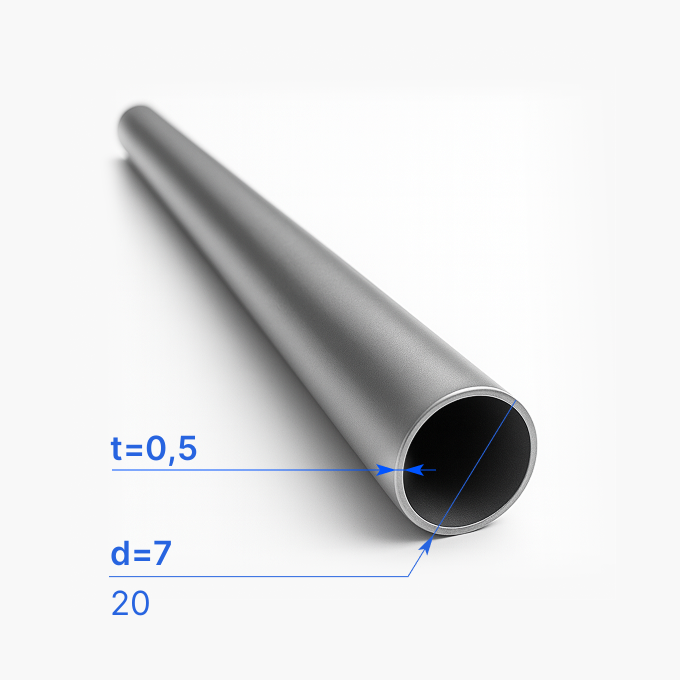 Труба холоднодеформированная бесшовная 7x0,5 мм, 20, ГОСТ 8734