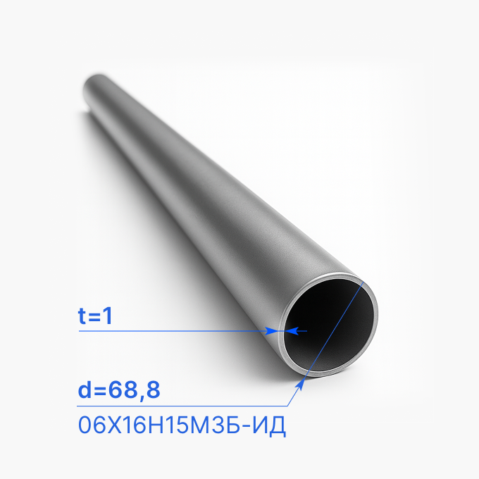 Труба бесшовная 68,8x1 мм, 06Х16Н15М3Б-ИД, ТУ 14-3-1070-81