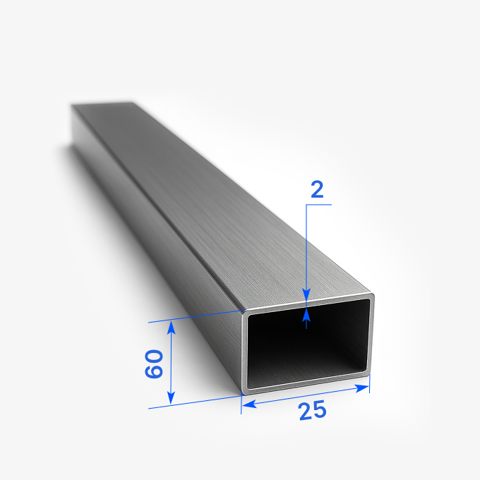 Труба алюминиевая профильная 25х60x2 мм, АД31Т1