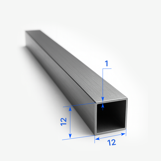 Труба алюминиевая профильная 12х12x1 мм, АД31Т1