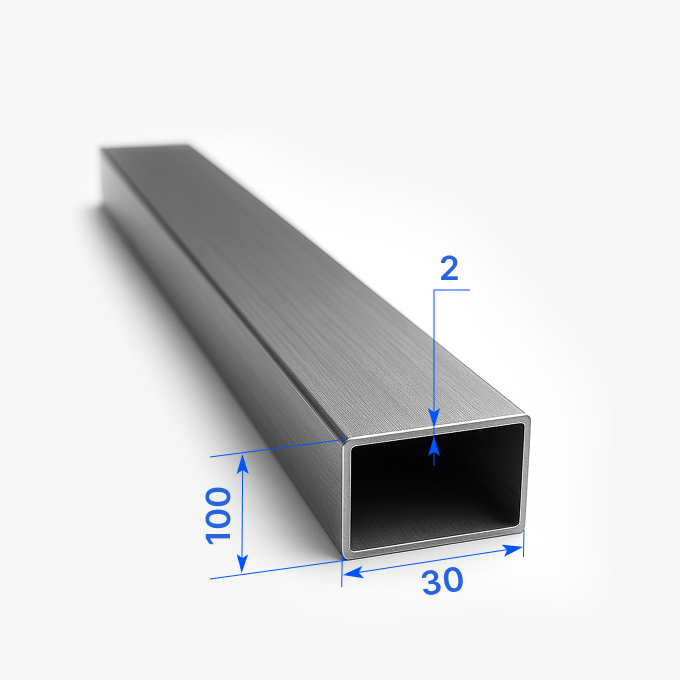 Труба алюминиевая профильная 30х100x2 мм, АД31Т1