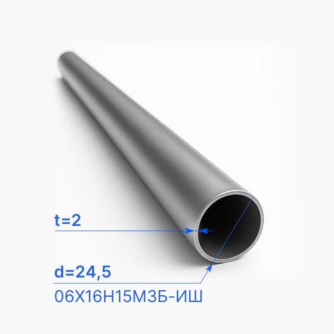 Труба бесшовная 24,5х2 мм, 06Х16Н15М3Б-ИШ, ТУ 14-3-1077-81
