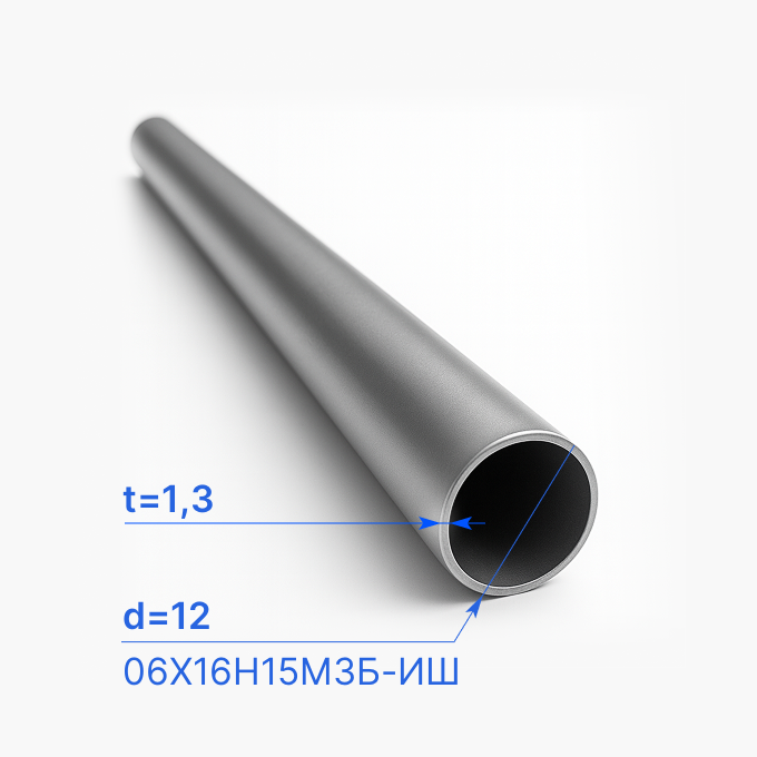 Труба бесшовная 12х1,3 мм, 06Х16Н15М3Б-ИШ, ТУ 14-3-1077-81