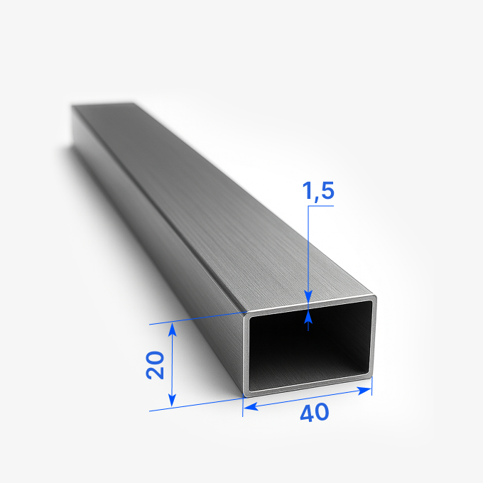 Труба нержавеющая профильная 40х20x1,5 мм, 12Х15Г9НД, EN ASTM, матовая