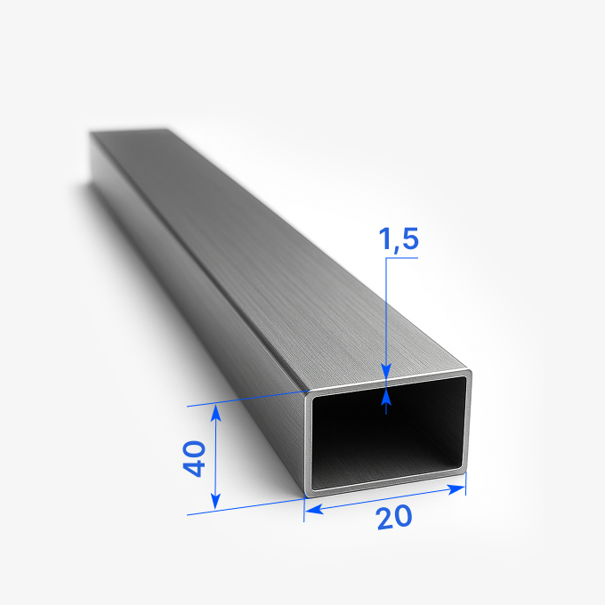 Труба алюминиевая профильная 20х40x1,5 мм, АД31Т1