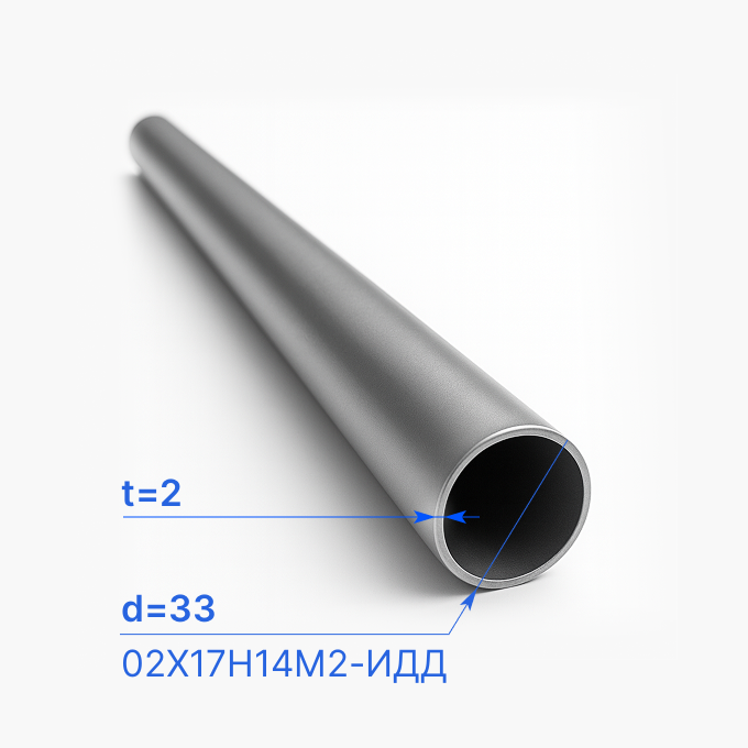 Труба электросварная 33х2 мм, 02Х17Н14М2-ИДД, ТУ 14-159-200-90
