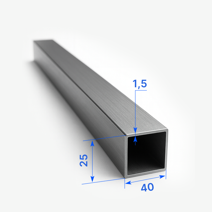 Труба профильная квадратная 40*25*1,5х40*25*1,5х1,5 мм, 08СП, ГОСТ 8639