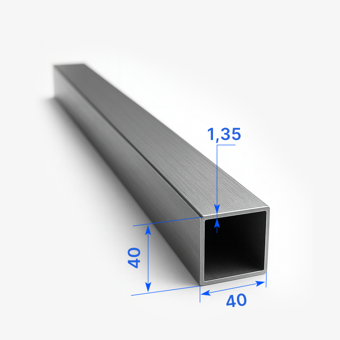 Труба профильная электросварная 40х40x1,35 мм, 1СП, ГОСТ 13663, оцинкованная