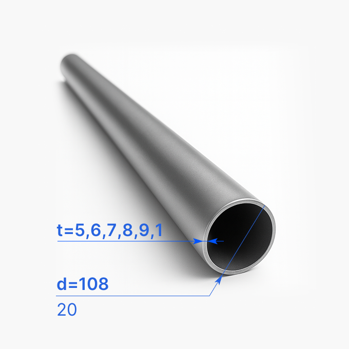 Труба горячедеформированная бесшовная 108x5,6,7,8,9,1 мм, 20, ГОСТ 8732