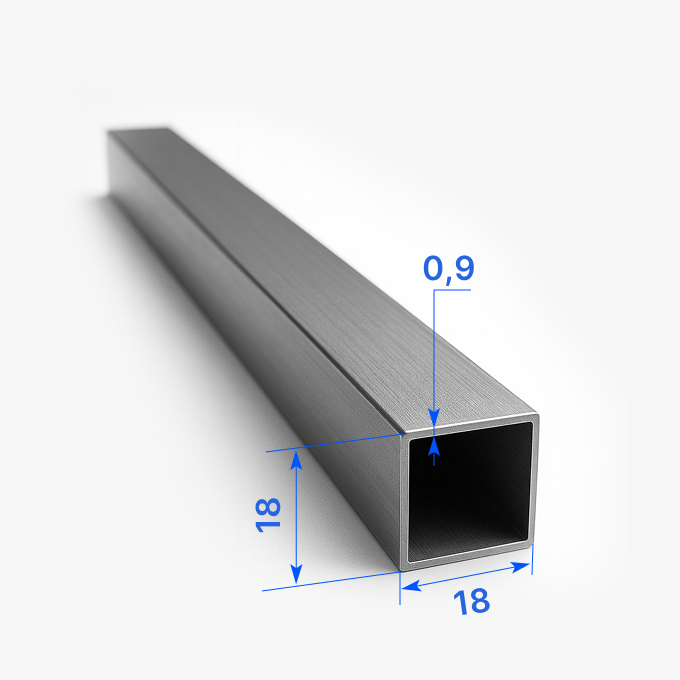 Труба профильная квадратная 18х18х0,9 мм, 2П, оцинкованная