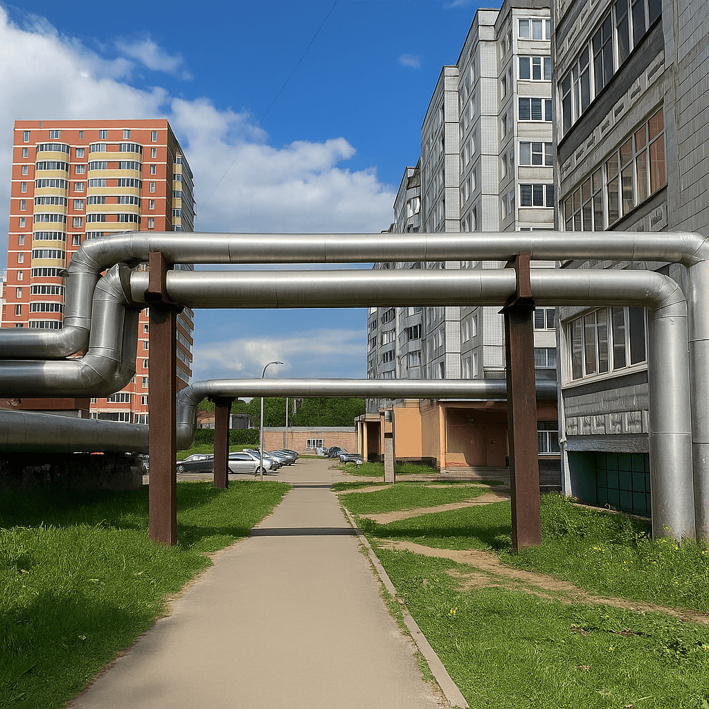 Металлические опоры для трубопроводов в городе