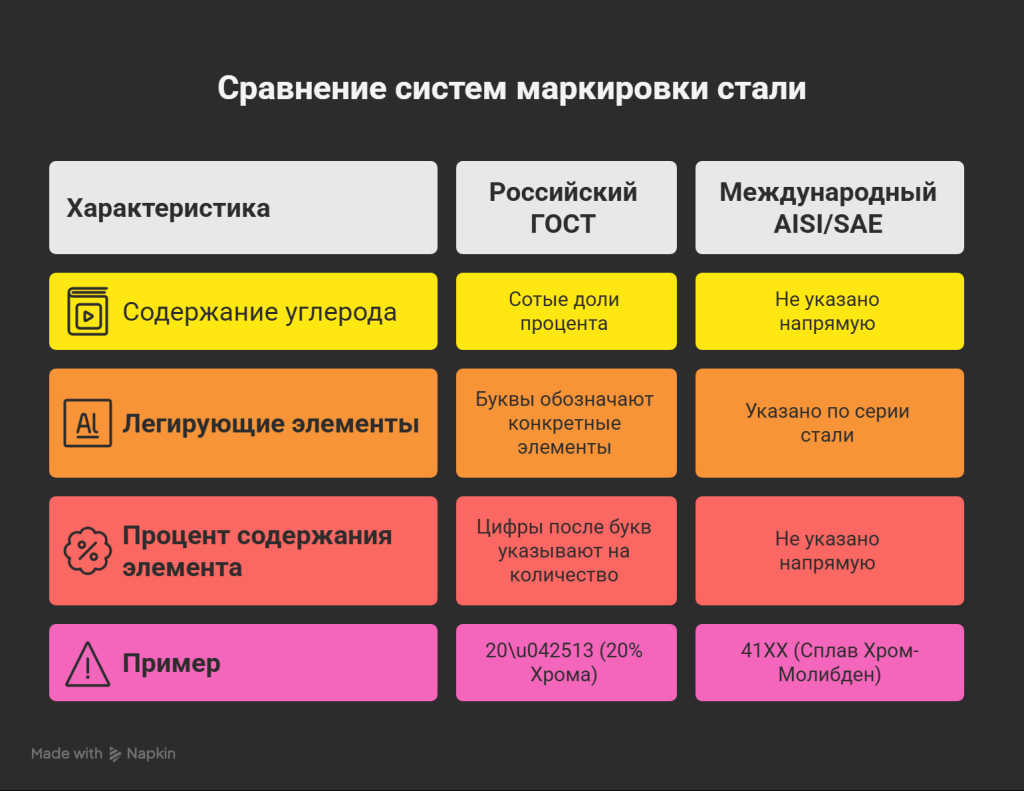 Маркировка легированных сталей
