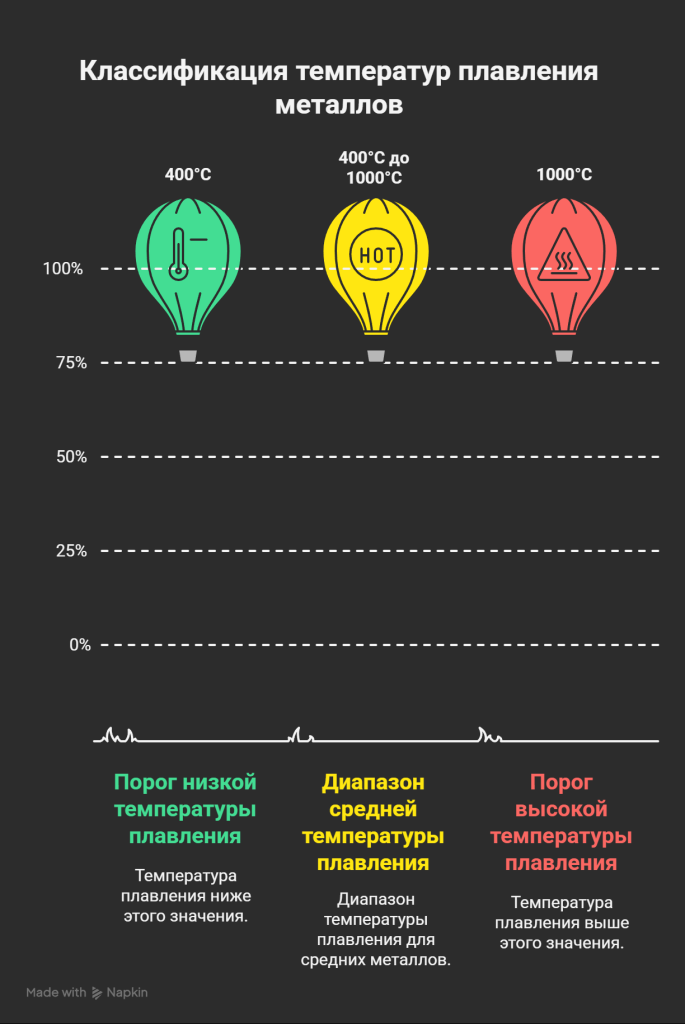 Диапазоны температуры плавления металлов Диапазоны температуры плавления металлов