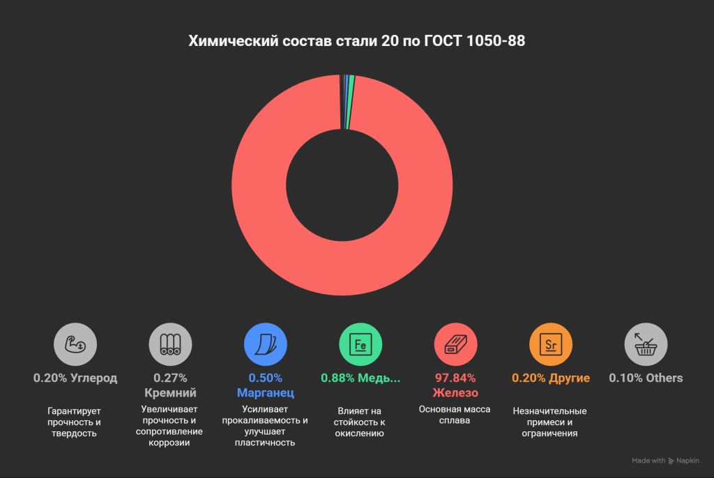 Химический состав стали 20 — инфографика