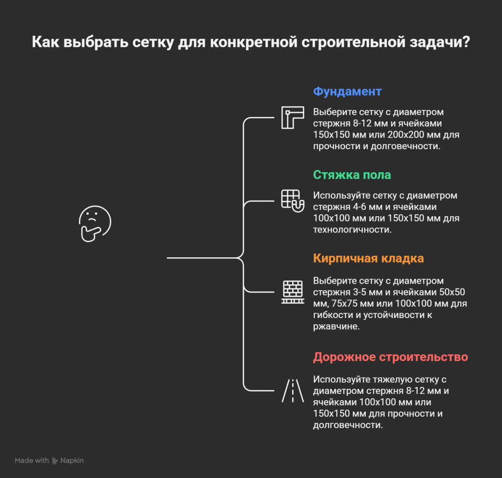 Практическое применение маркировки при выборе сетки - инфографика